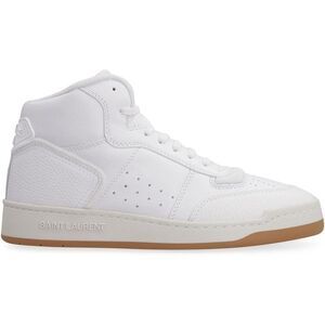 SAINT LAURENT High-Top Leather Court Sneakers Women WHITE